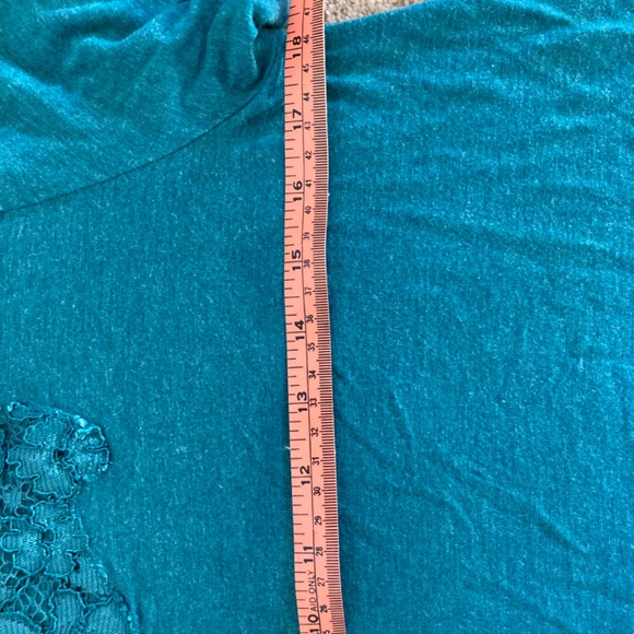 Soft Surroundings Teal Lace Turtleneck Sweater Sz M - Picture 8 of 8